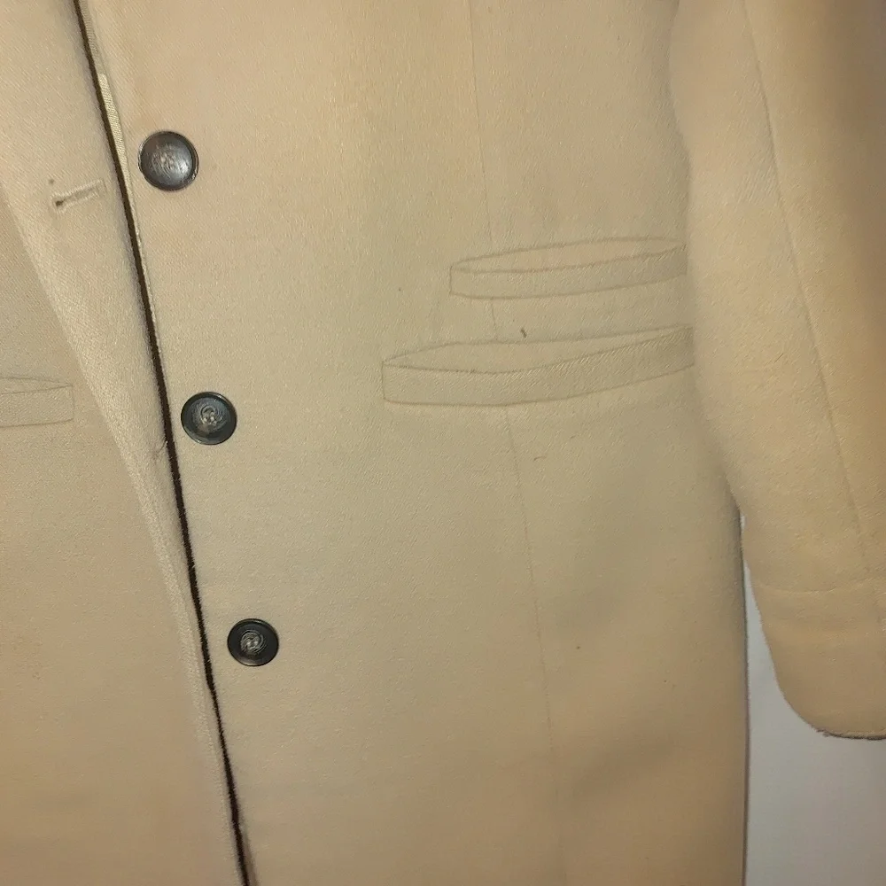 Forever 21 Au Revoir Overcoat Longline Car Coat Neutral Tan Single Breasted‎ - Picture 6 of 12